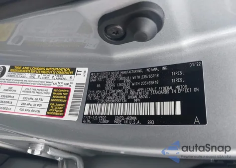 2022 Toyota Highlander Xle из США, поврежденный, VIN 5TDHZRBH9NS567134